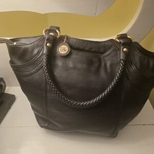 The Sak Bellagio Black Pebbled Braided-Handle Hobo Shoulder Bag Slouchy Capsule